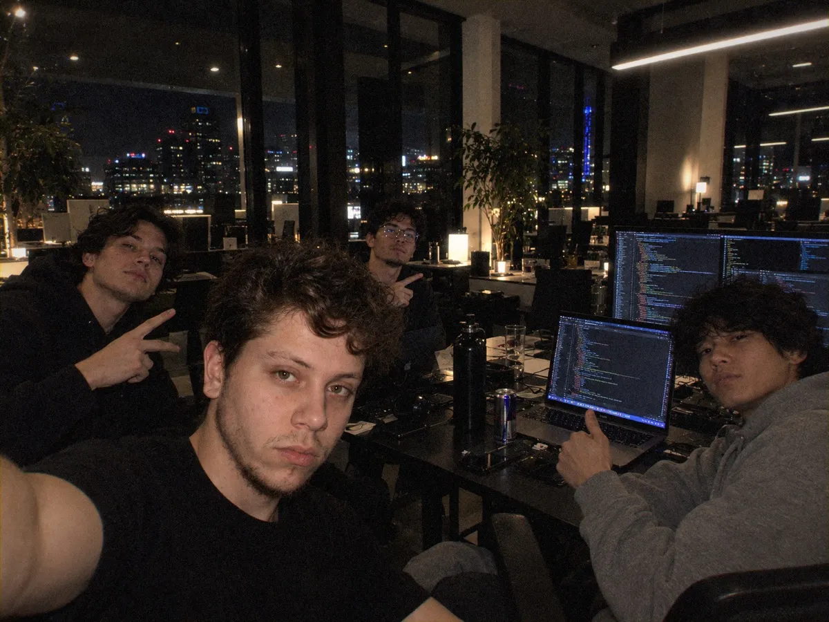 Brian Ochoa and the bxzex team coding late at the studio