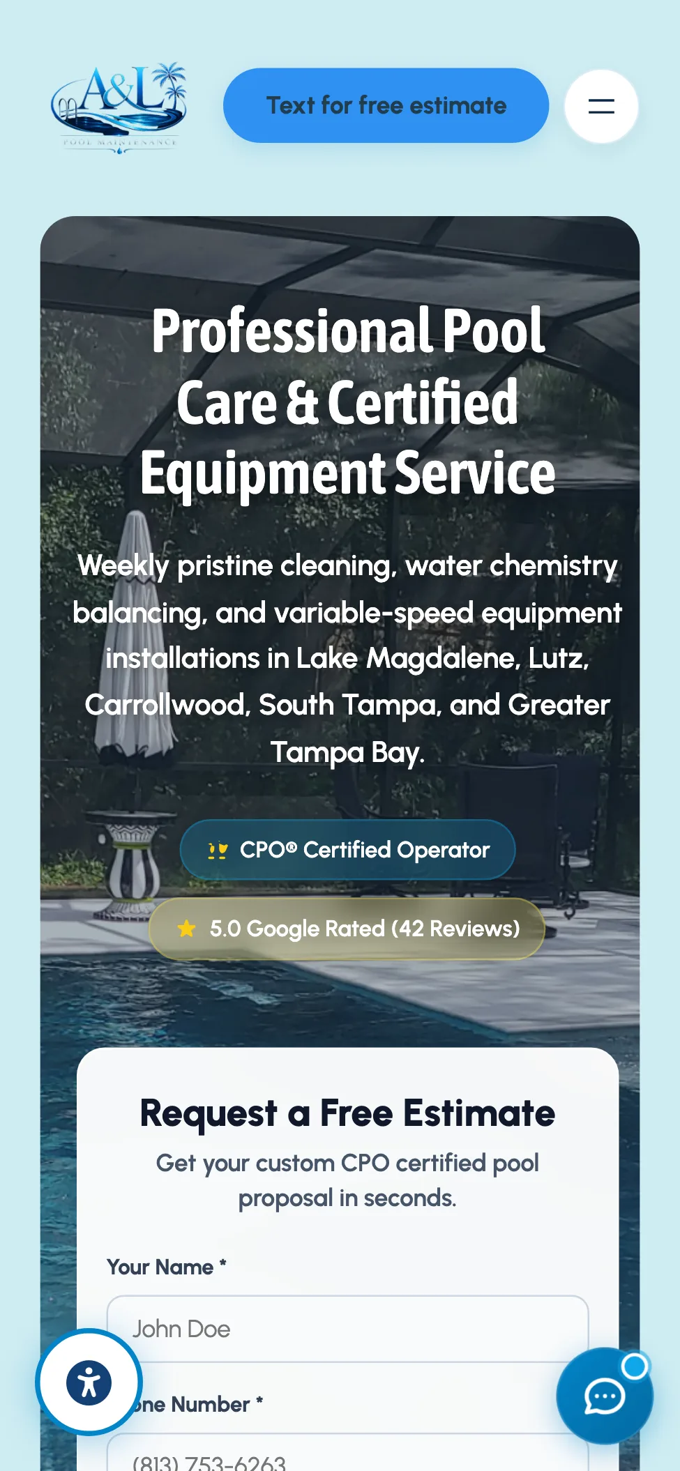 A and L Pool Maintenance on a phone
