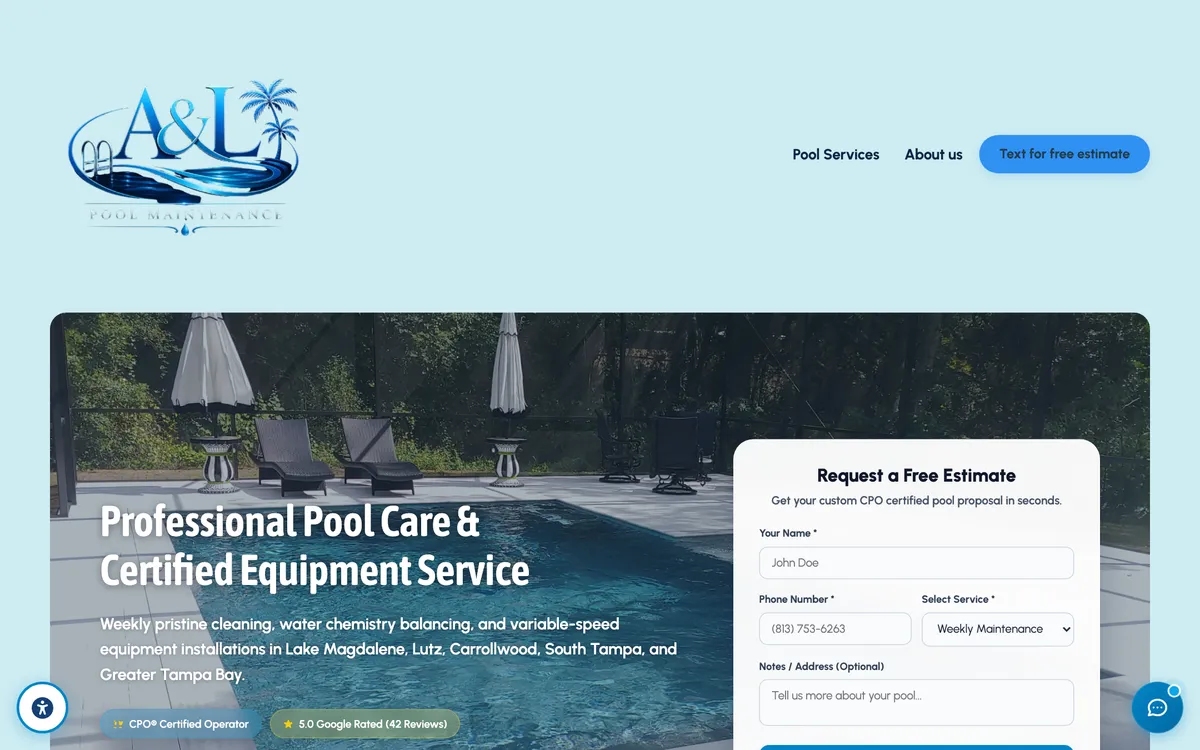 A and L Pool Maintenance website