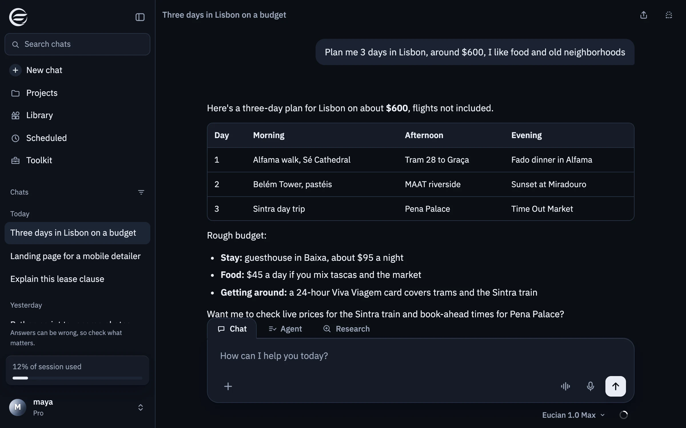 Eucian, an AI chat product built by bxzex