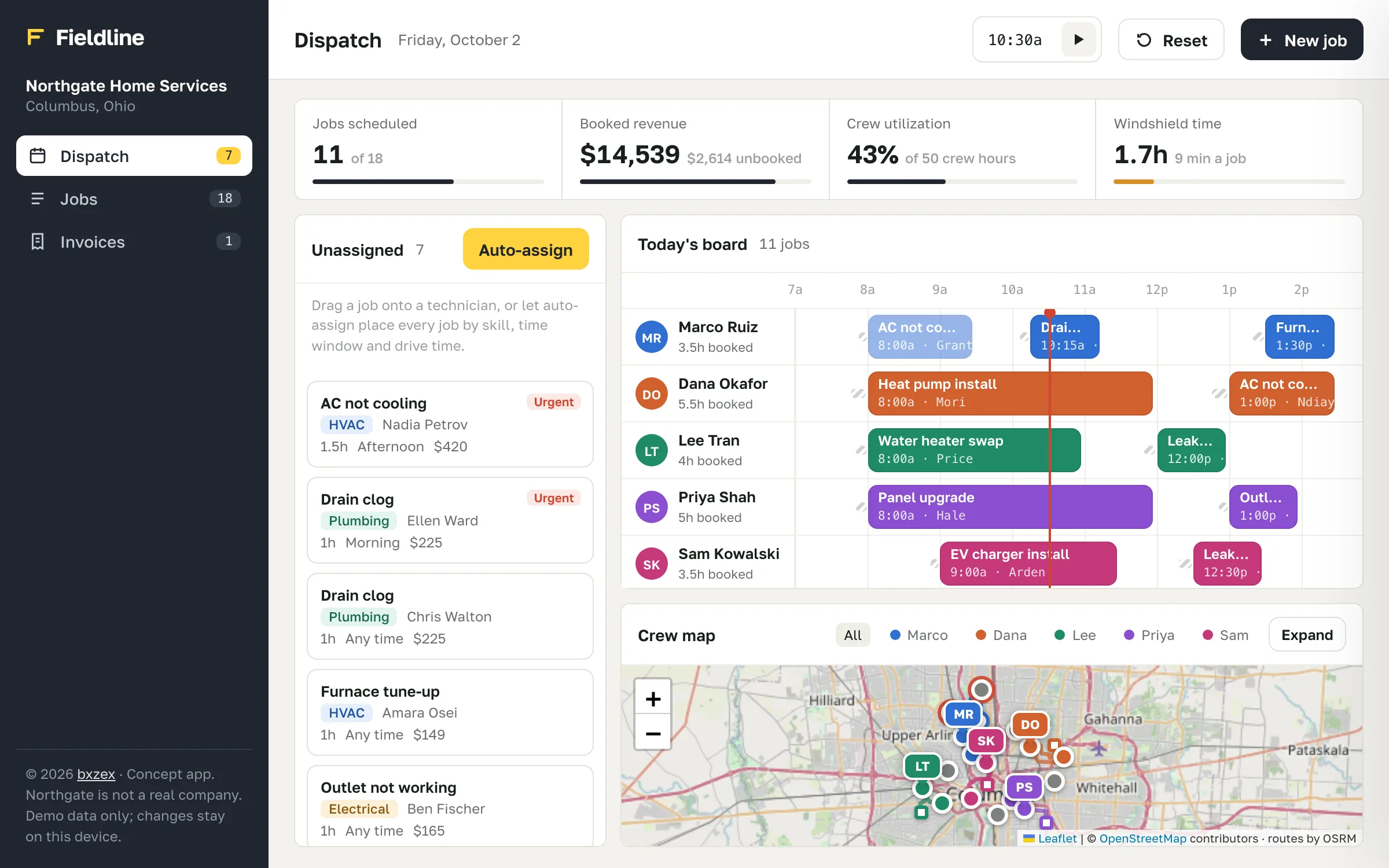 Fieldline, a field service dispatch app